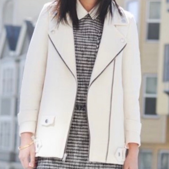 Zara off-white Moto Coat - Picture 2 of 12